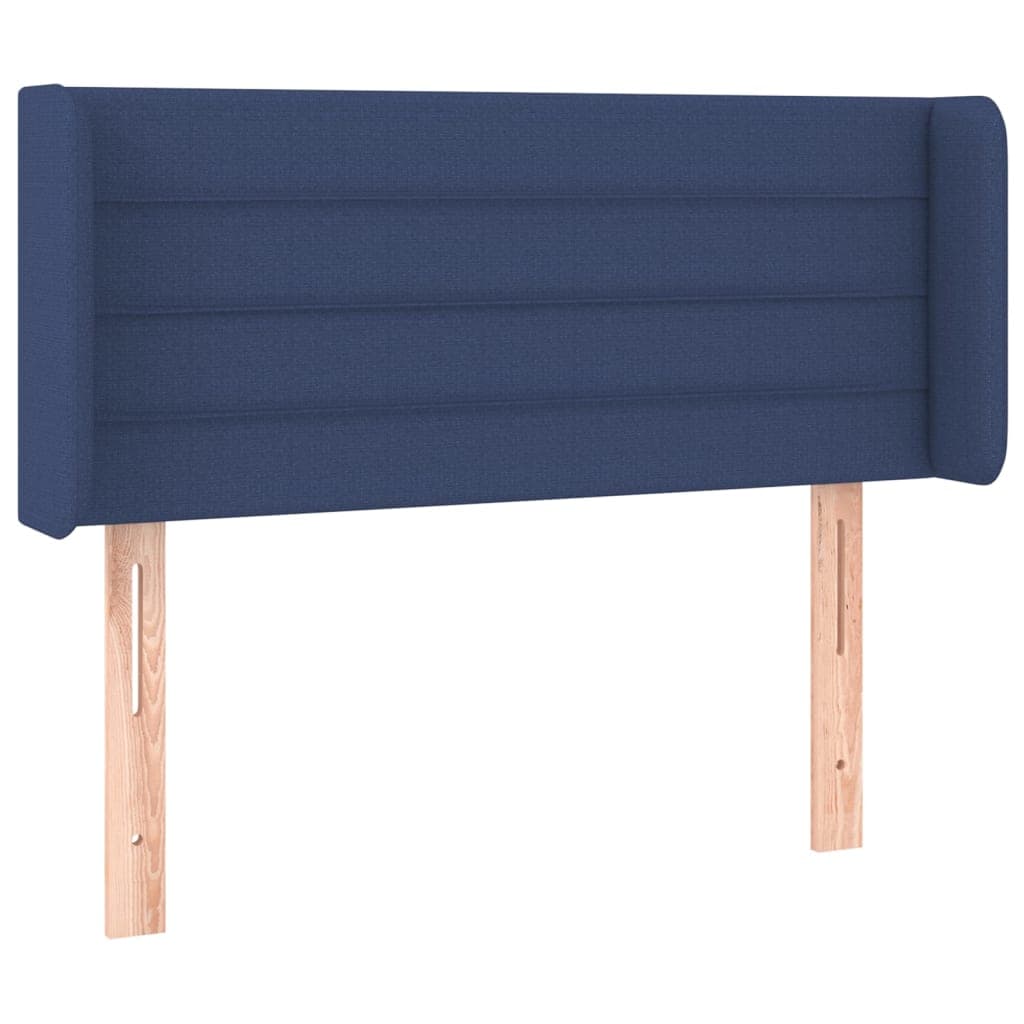 vidaXL Cabeceira de cama c/ abas tecido 103x16x78/88 cm azul