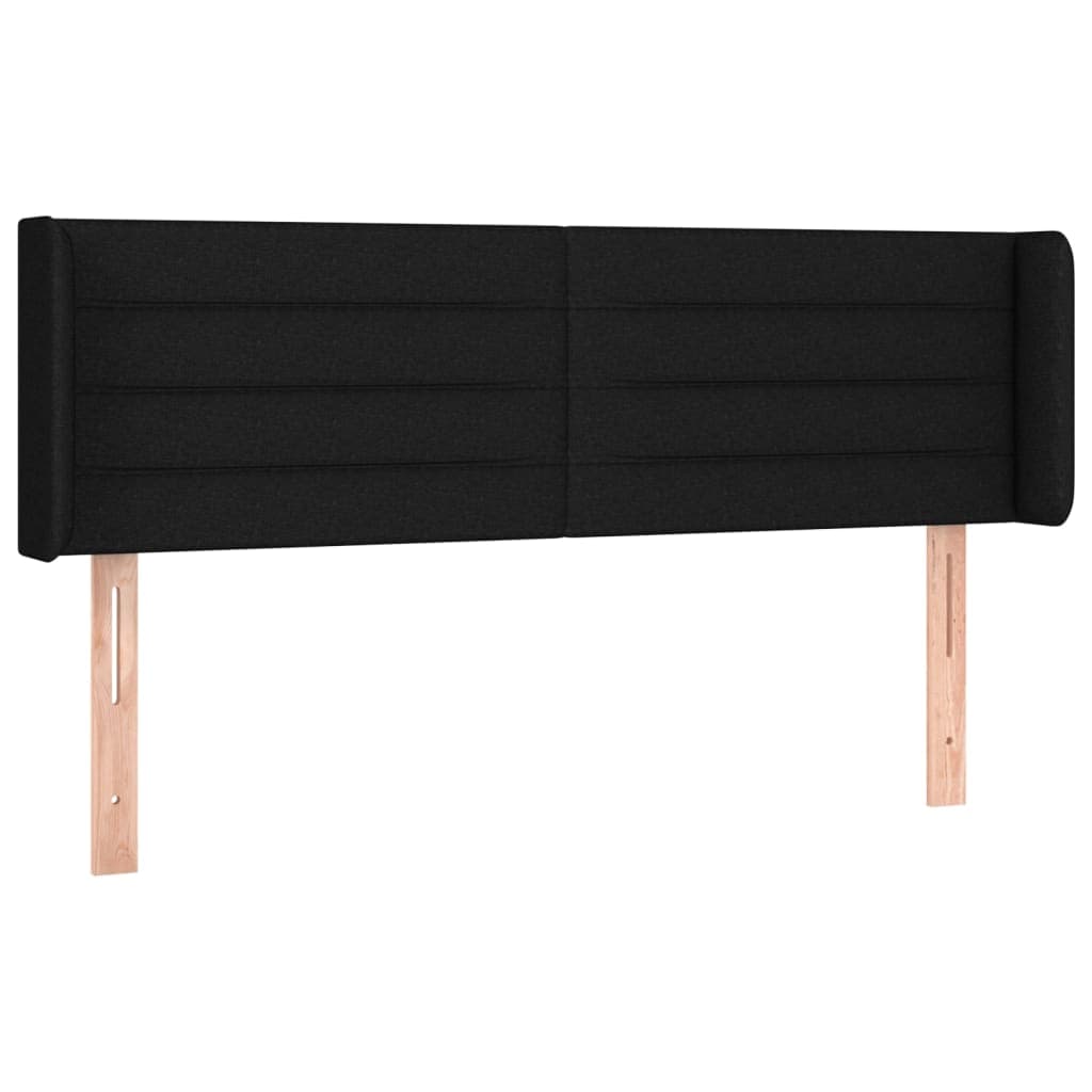 vidaXL Cabeceira de cama c/ abas tecido 147x16x78/88 cm preto