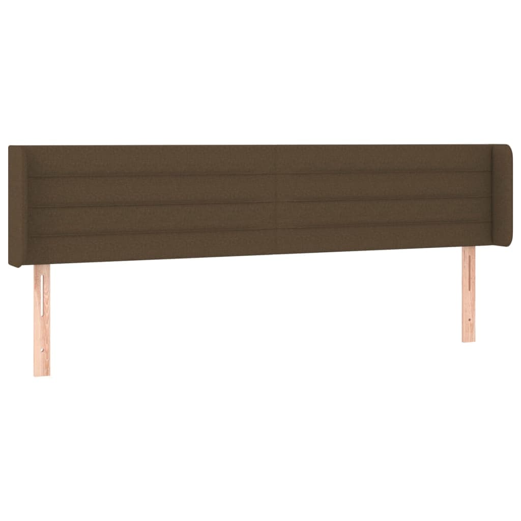 vidaXL Cabeceira de cama c/ abas tecido 203x16x78/88cm castanho-escuro