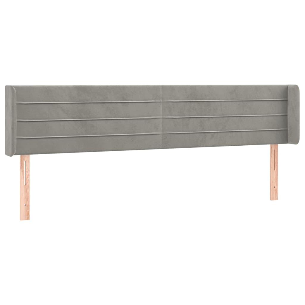 vidaXL Cabeceira de cama c/ abas veludo 147x16x78/88 cm cinzento-claro