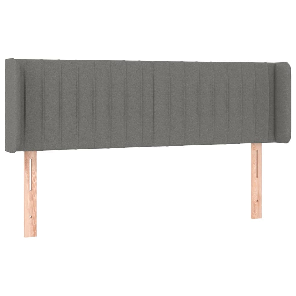 vidaXL Cabeceira de cama c/ abas tecido 147x16x78/88cm cinzento-escuro