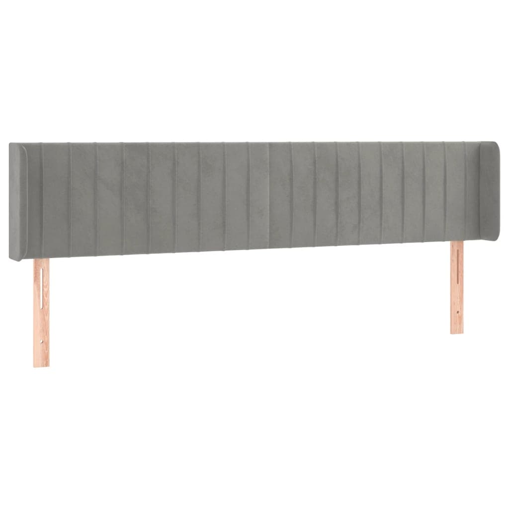 vidaXL Cabeceira de cama c/ abas veludo 203x16x78/88 cm cinzento-claro
