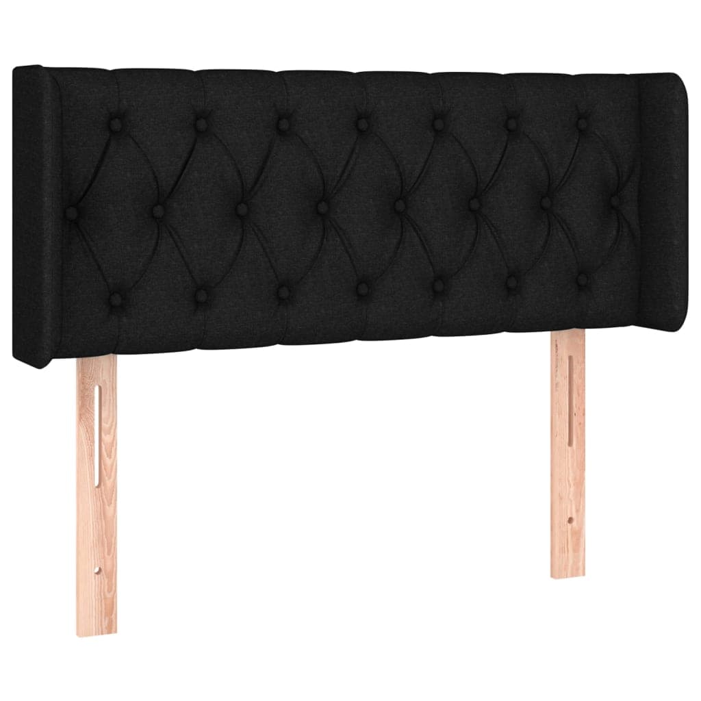 vidaXL Cabeceira de cama c/ abas tecido 103x16x78/88 cm preto