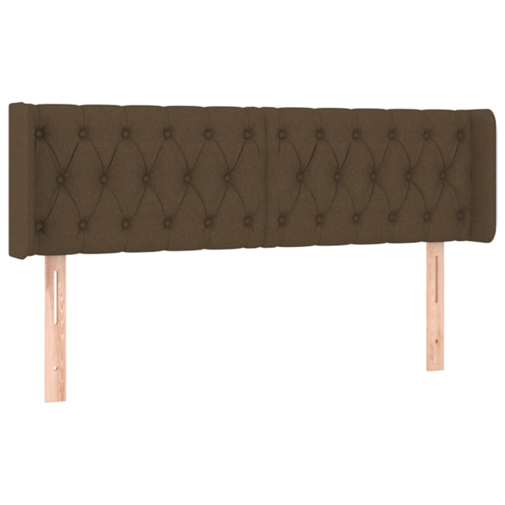 vidaXL Cabeceira de cama c/ abas tecido 147x16x78/88cm castanho-escuro