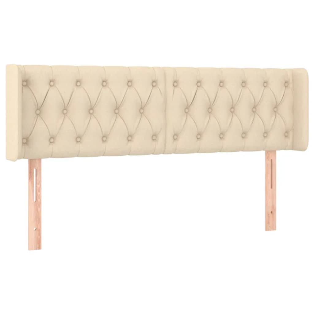 vidaXL Cabeceira de cama c/ abas tecido 147x16x78/88 cm creme