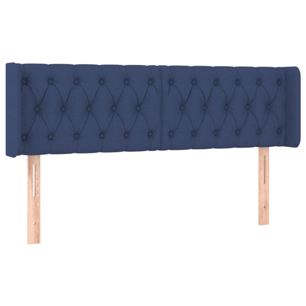 vidaXL Cabeceira de cama c/ abas tecido 163x16x78/88 cm azul