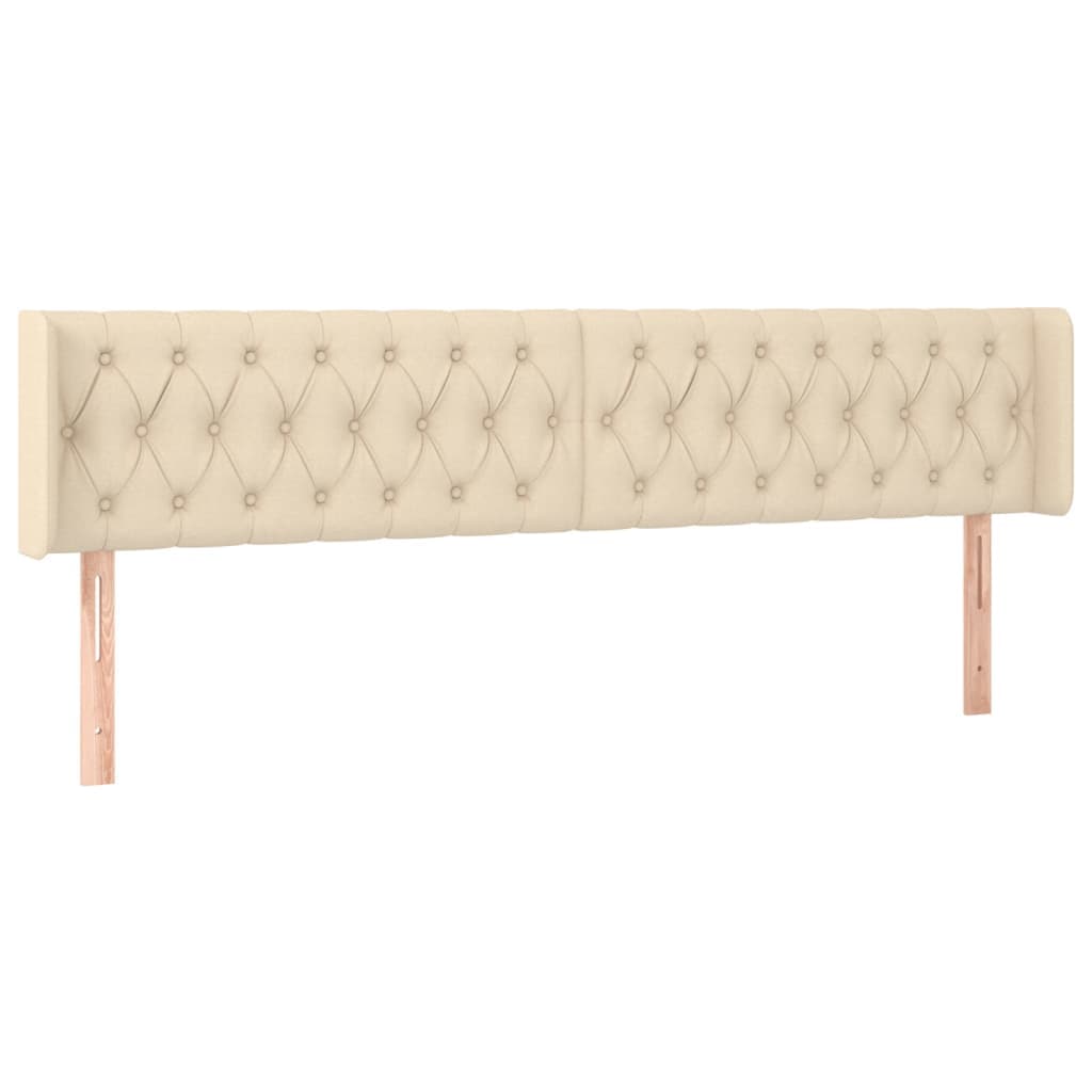 vidaXL Cabeceira de cama c/ abas tecido 183x16x78/88 cm creme
