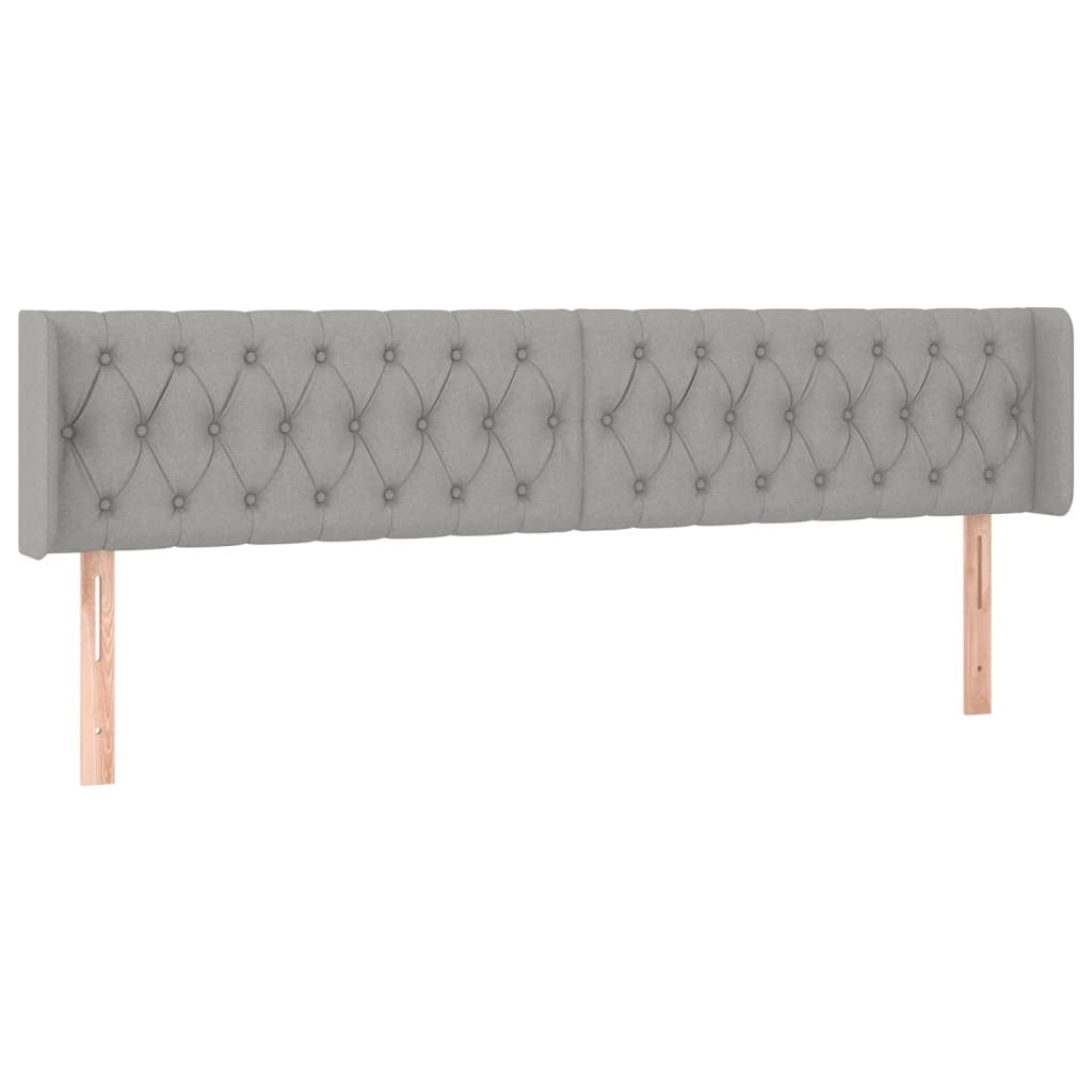vidaXL Cabeceira de cama c/ abas tecido 183x16x78/88 cm cinzento-claro