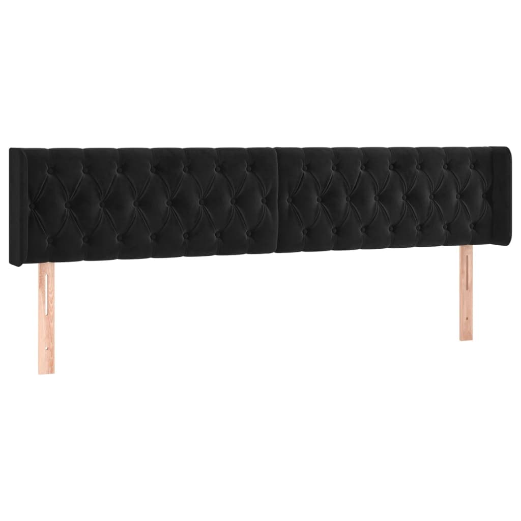vidaXL Cabeceira de cama c/ abas veludo 203x16x78/88 cm preto