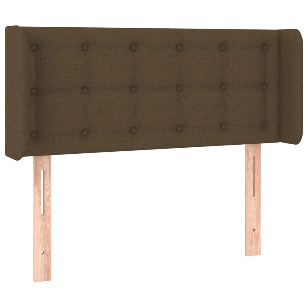 vidaXL Cabeceira de cama c/ abas tecido 93x16x78/88 cm castanho-escuro