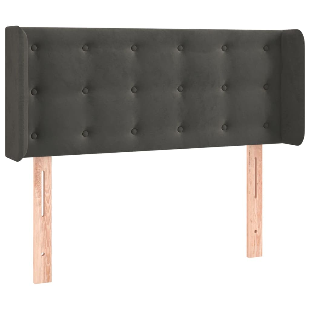 vidaXL Cabeceira de cama c/ abas veludo 83x16x78/88 cm cinzento-escuro