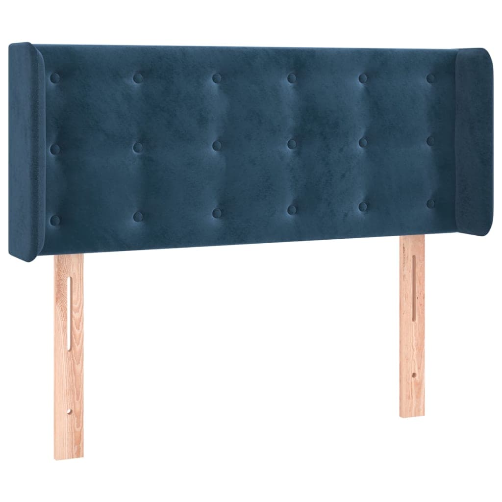 vidaXL Cabeceira de cama c/ abas veludo 103x16x78/88cm azul-escuro
