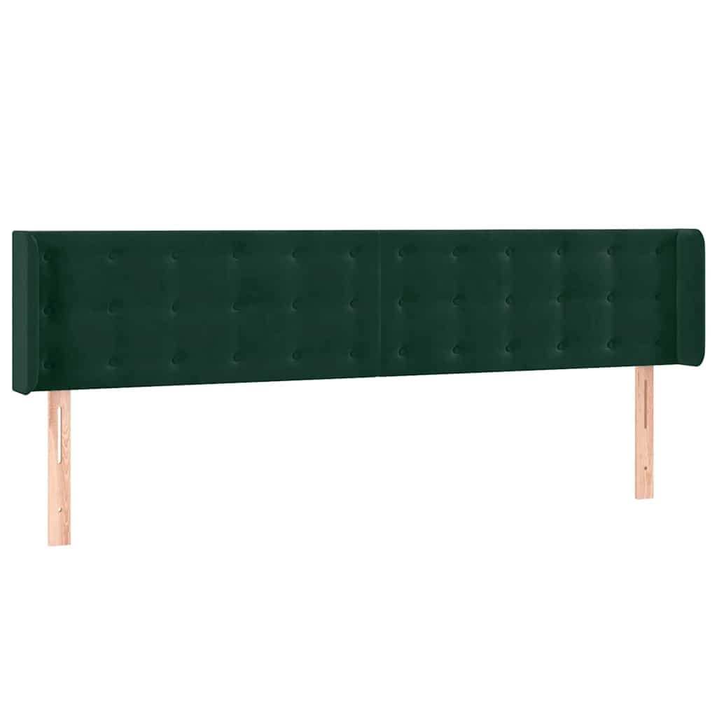 vidaXL Cabeceira de Cama com Abas Veludo 163x16x78/88cm Verde-escuro - 3749493642