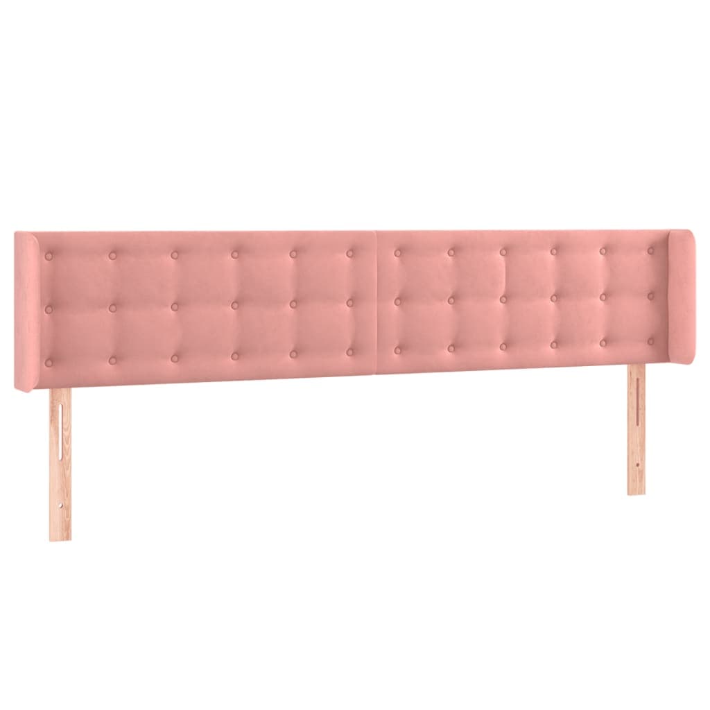 vidaXL Cabeceira de cama c/ abas veludo 183x16x78/88 cm rosa