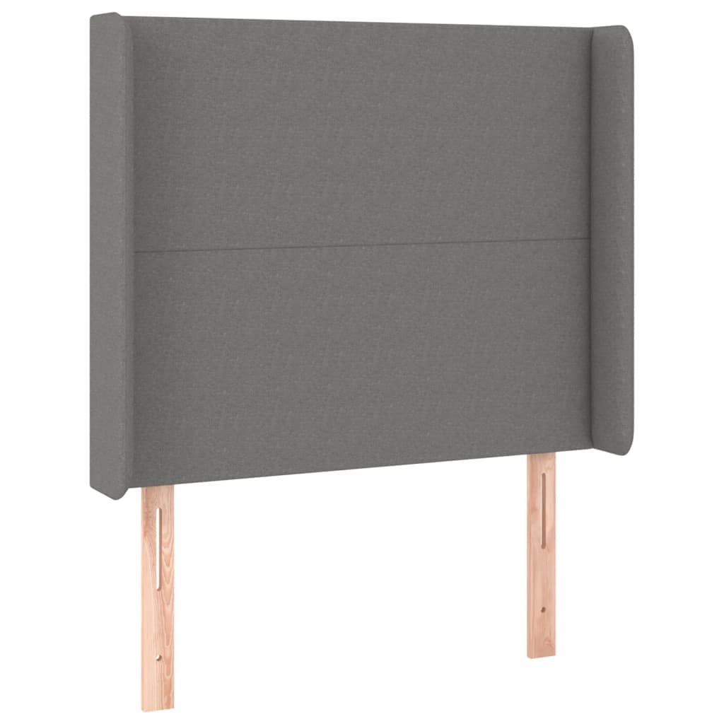 vidaXL Cabeceira cama c/ abas tecido 93x16x118/128 cm cinzento-escuro