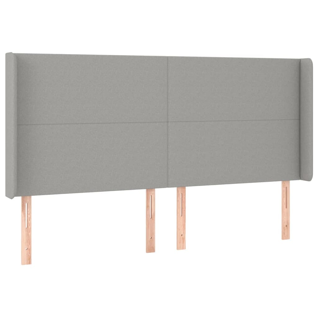 vidaXL Cabeceira Cama com Abas Tecido 163x16x118/128 cm Cinzento-claro - 863385705