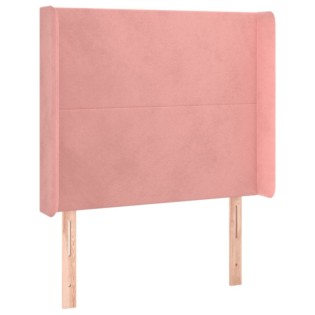 vidaXL Cabeceira de cama c/ abas veludo 93x16x118/128 cm rosa