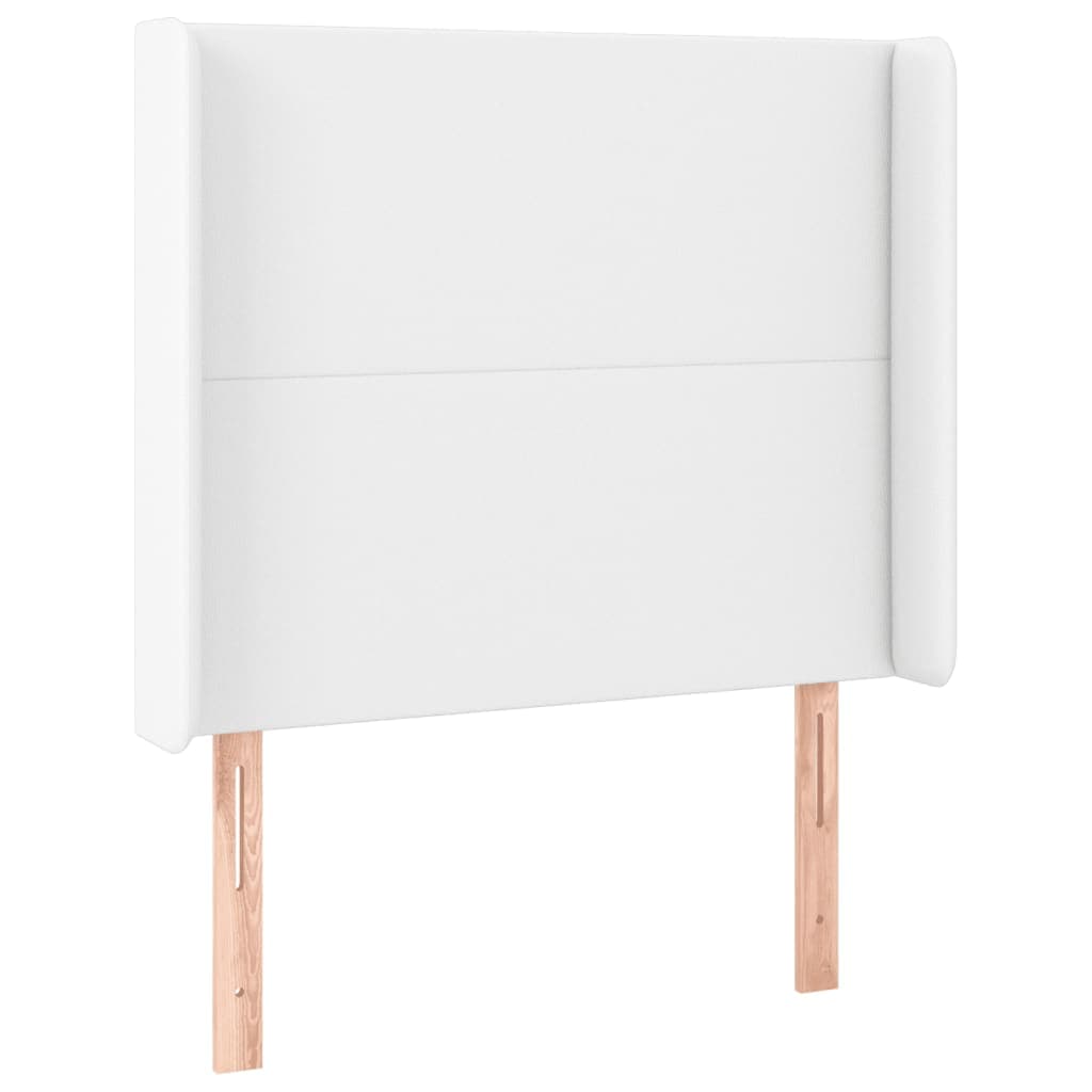 vidaXL Cabeceira cama c/ abas couro artificial 83x16x118/12 cm branco