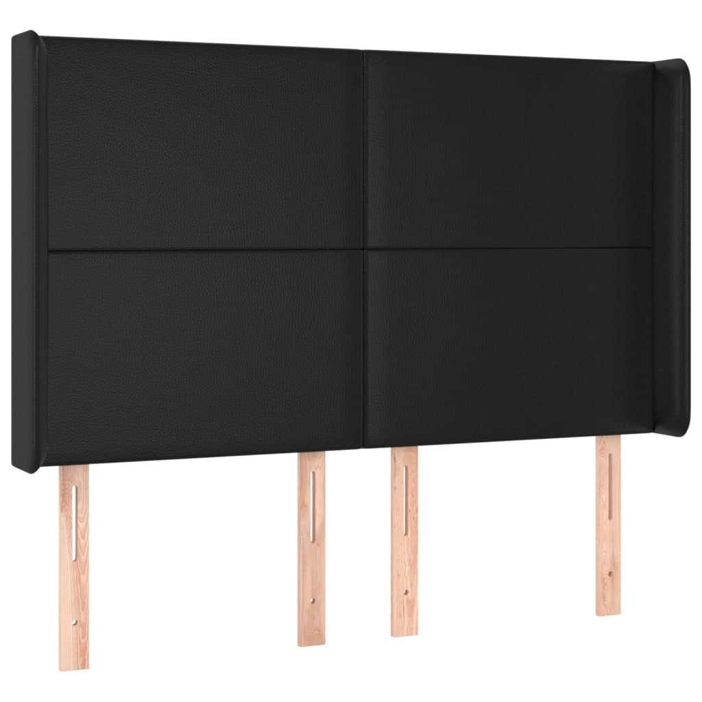 vidaXL Cabeceira de cama c/ abas couro artif. 147x16x118/128 cm preto