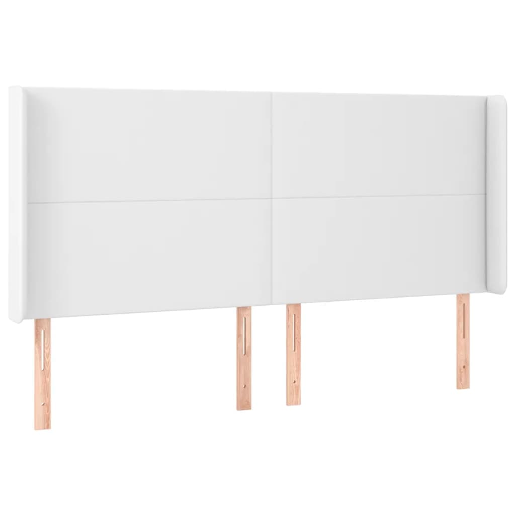 vidaXL Cabeceira cama c/ abas couro artificial 163x16x118/128cm branco