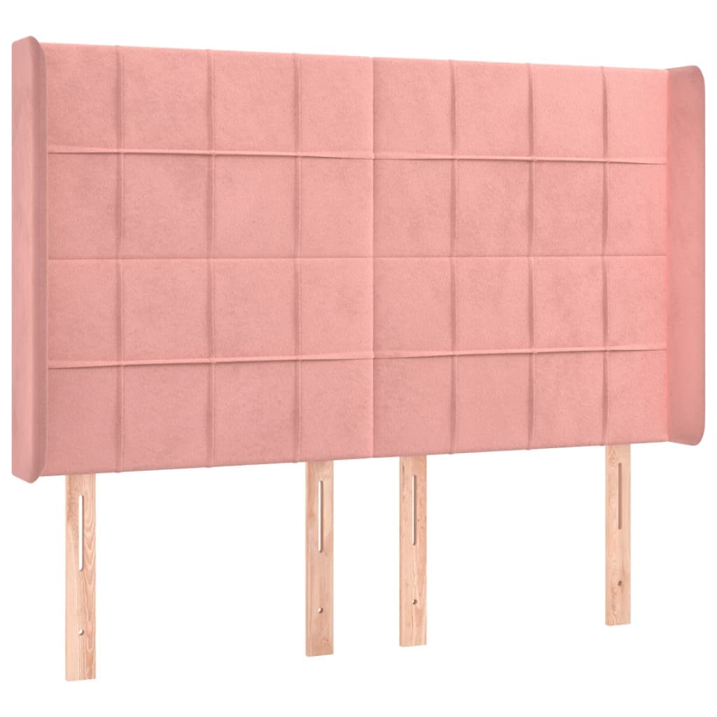 vidaXL Cabeceira Cama com Abas Veludo 147x16x118/128 cm Rosa - 1861901774
