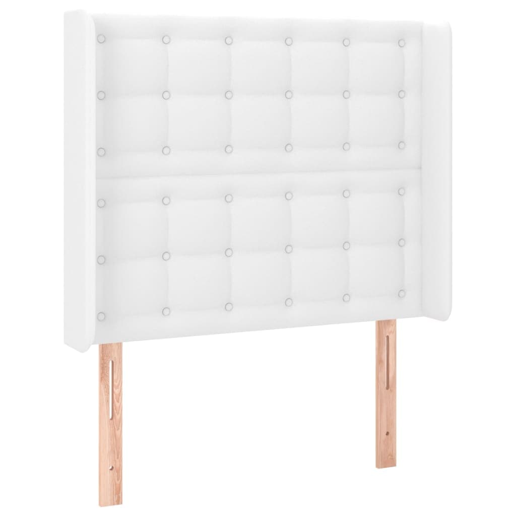 vidaXL Cabeceira cama c/ abas couro artificial 103x16x118/128cm branco