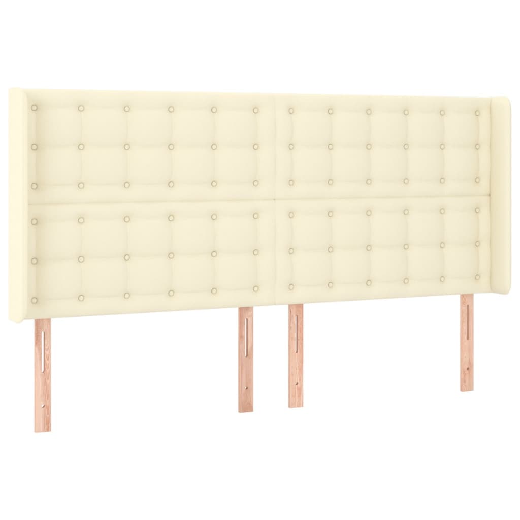 vidaXL Cabeceira cama c/ abas couro artif. 183x16x118/128 cm creme