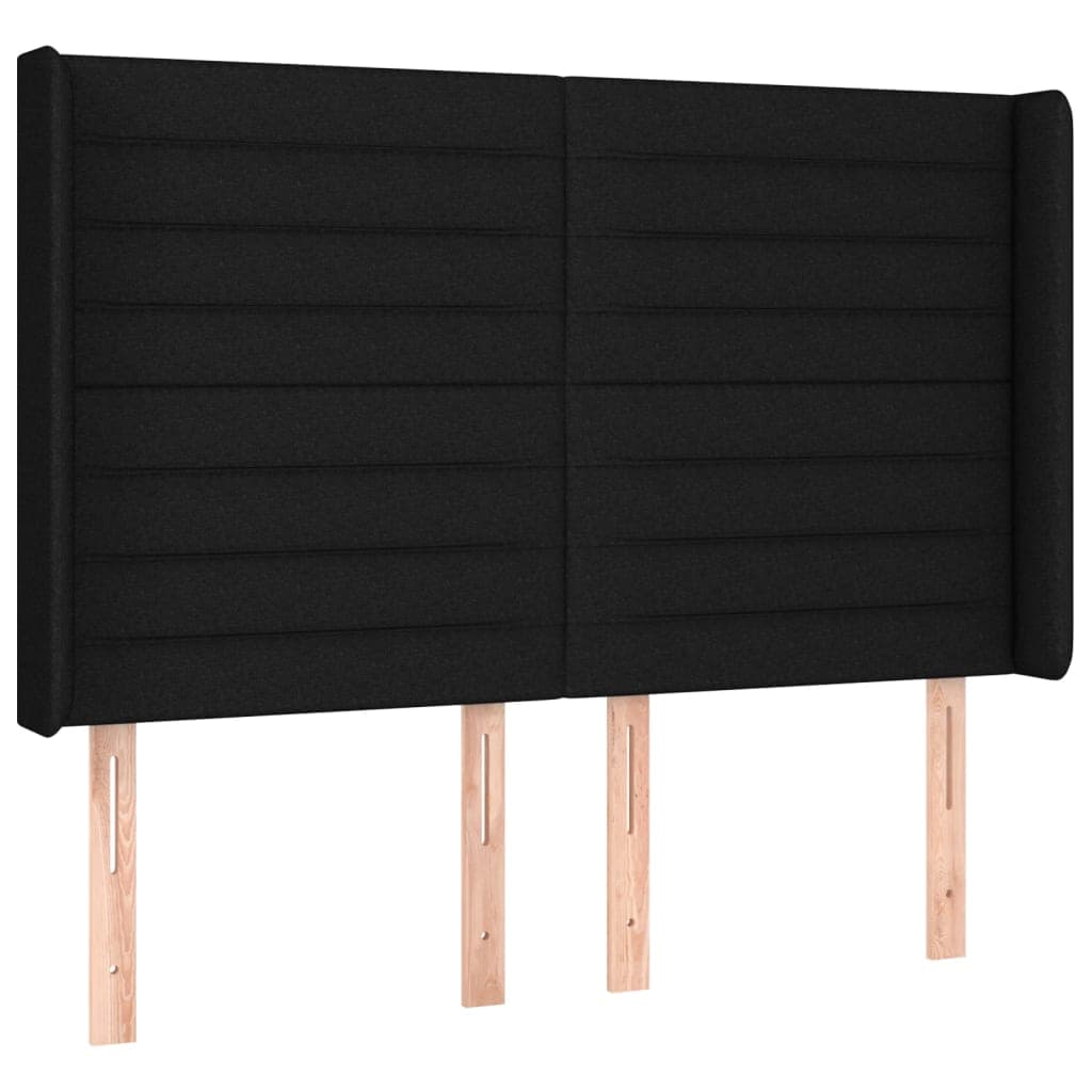vidaXL Cabeceira de cama c/ abas tecido 147x16x118/128 cm preto