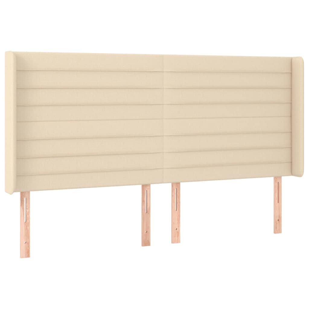 vidaXL Cabeceira de cama c/ abas tecido 163x16x118/128 cm cor crème