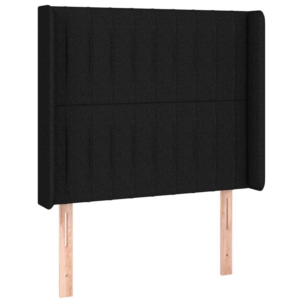 vidaXL Cabeceira de cama c/ abas tecido 93x16x118/128 cm preto
