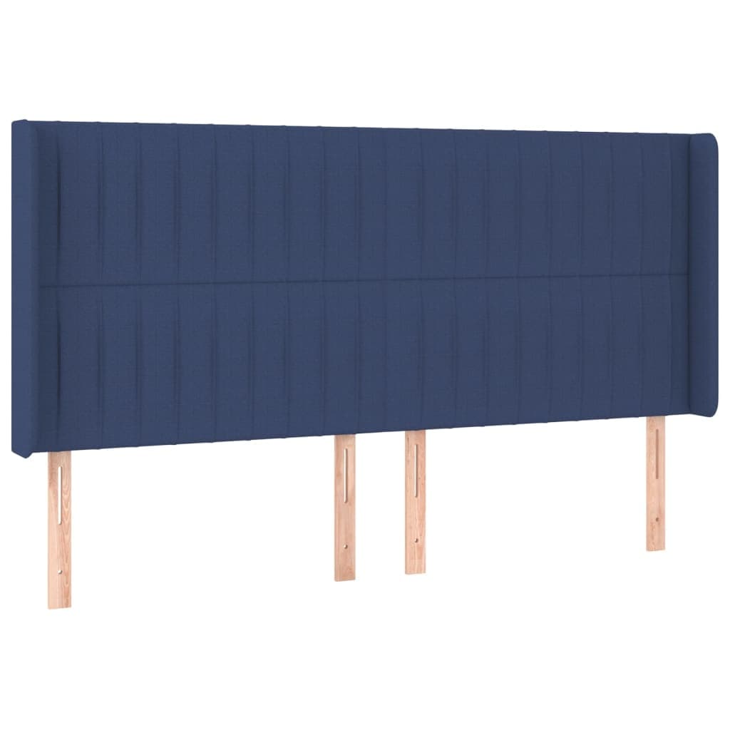 vidaXL Cabeceira de cama c/ abas tecido 163x16x118/128 cm azul