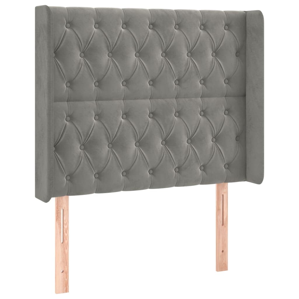 vidaXL Cabeceira Cama com Abas Veludo 103x16x118/128 cm Cinzento-claro - 2754503933