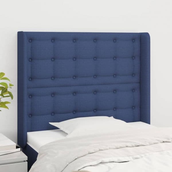 Cabeceira de Cama com Abas Tecido 83x16x118/128 cm Azul - 3119994