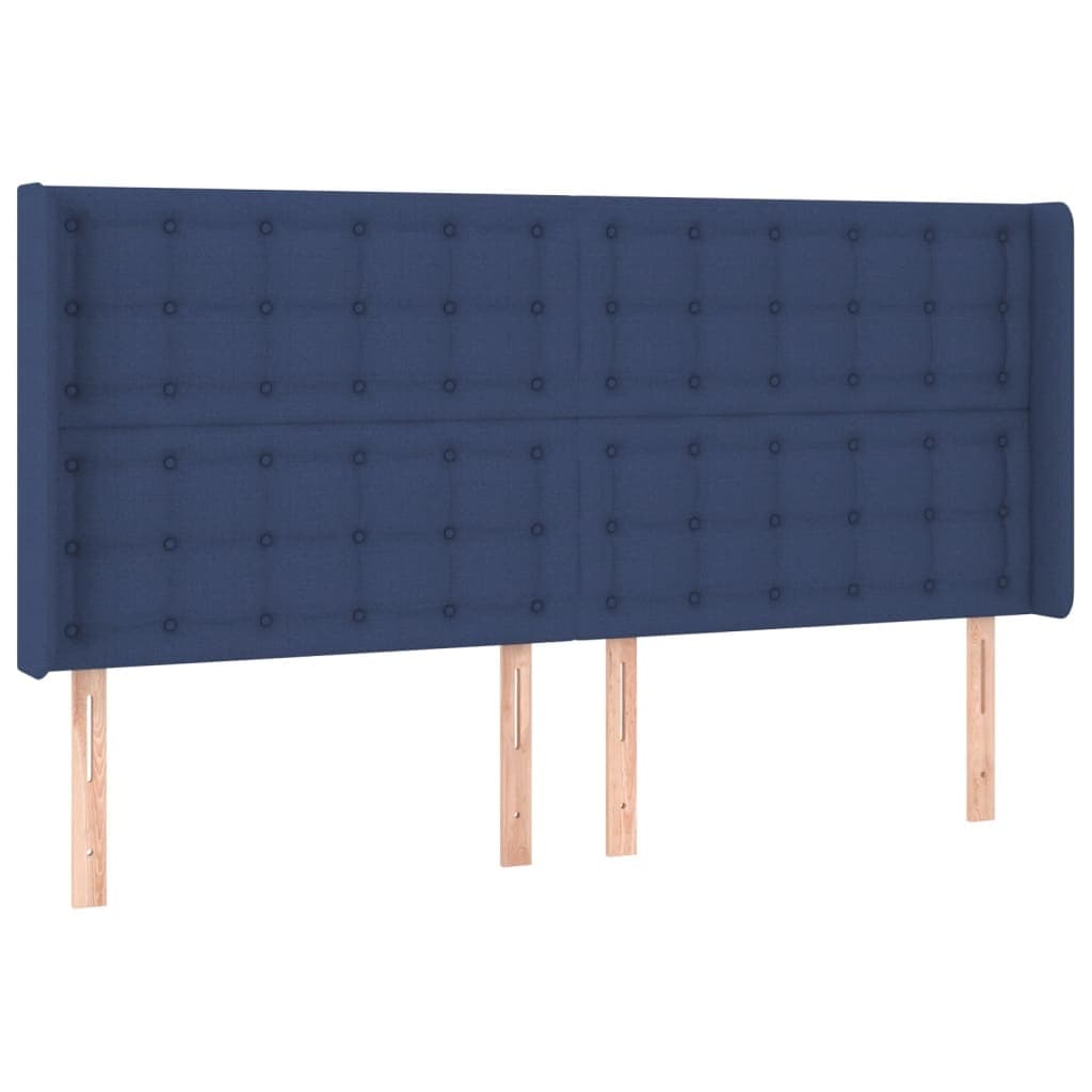 vidaXL Cabeceira de cama c/ abas tecido 183x16x118/128 cm azul