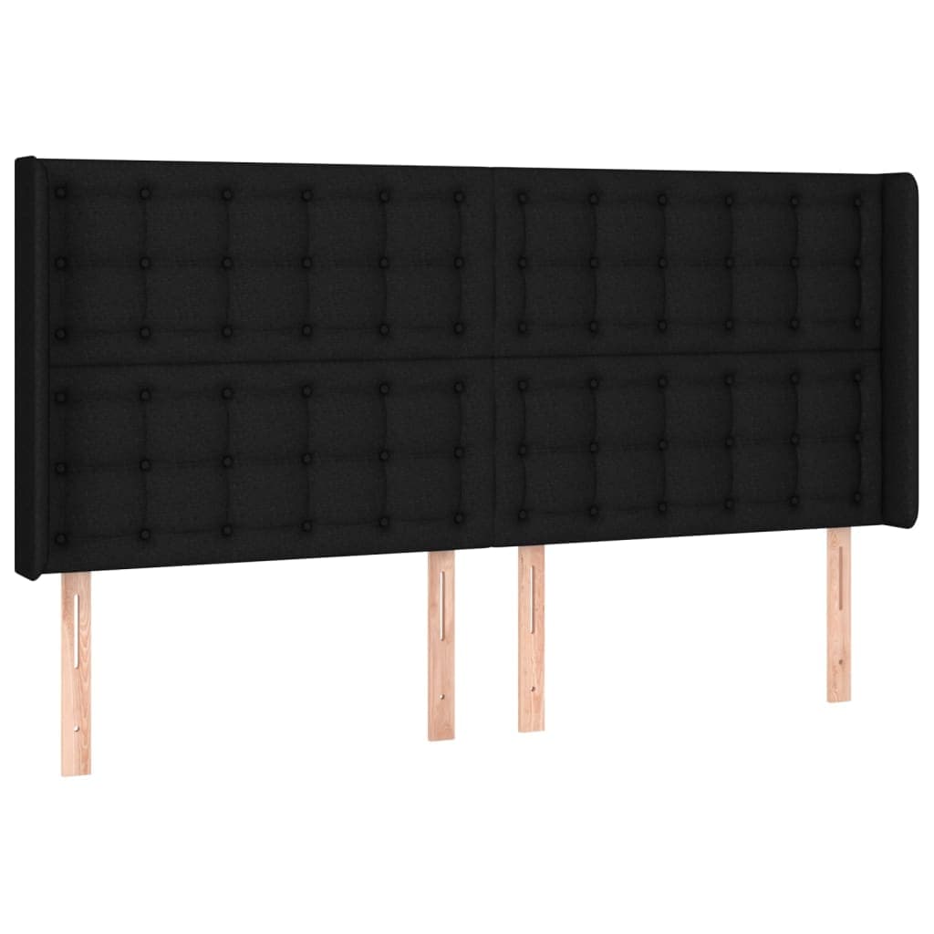 vidaXL Cabeceira de cama c/ abas tecido 203x16x118/128 cm preto