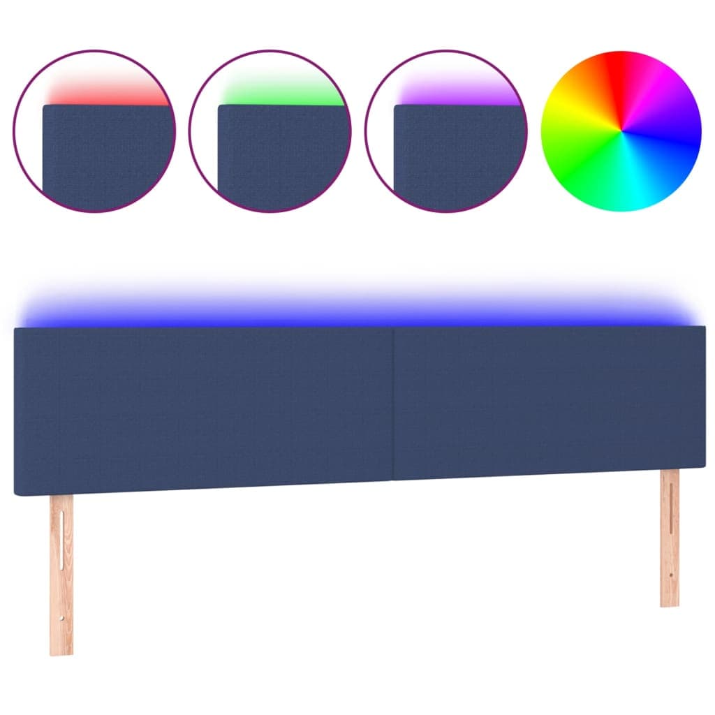vidaXL Cabeceira de Cama com Luzes led Tecido 180x5x78/88 cm Azul - 3413662218