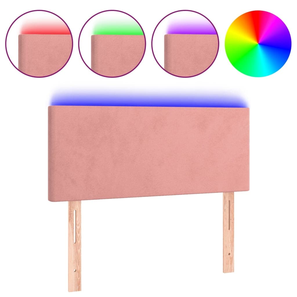 vidaXL Cabeceira de cama c/ luzes LED veludo 80x5x78/88 cm rosa