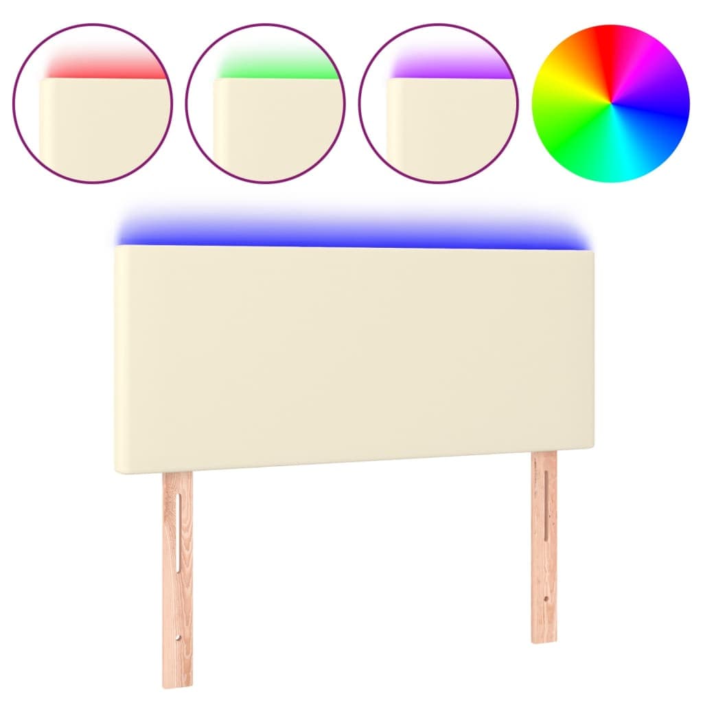 vidaXL Cabeceira de cama c/ LED 80x5x78/88 cm couro artificial creme
