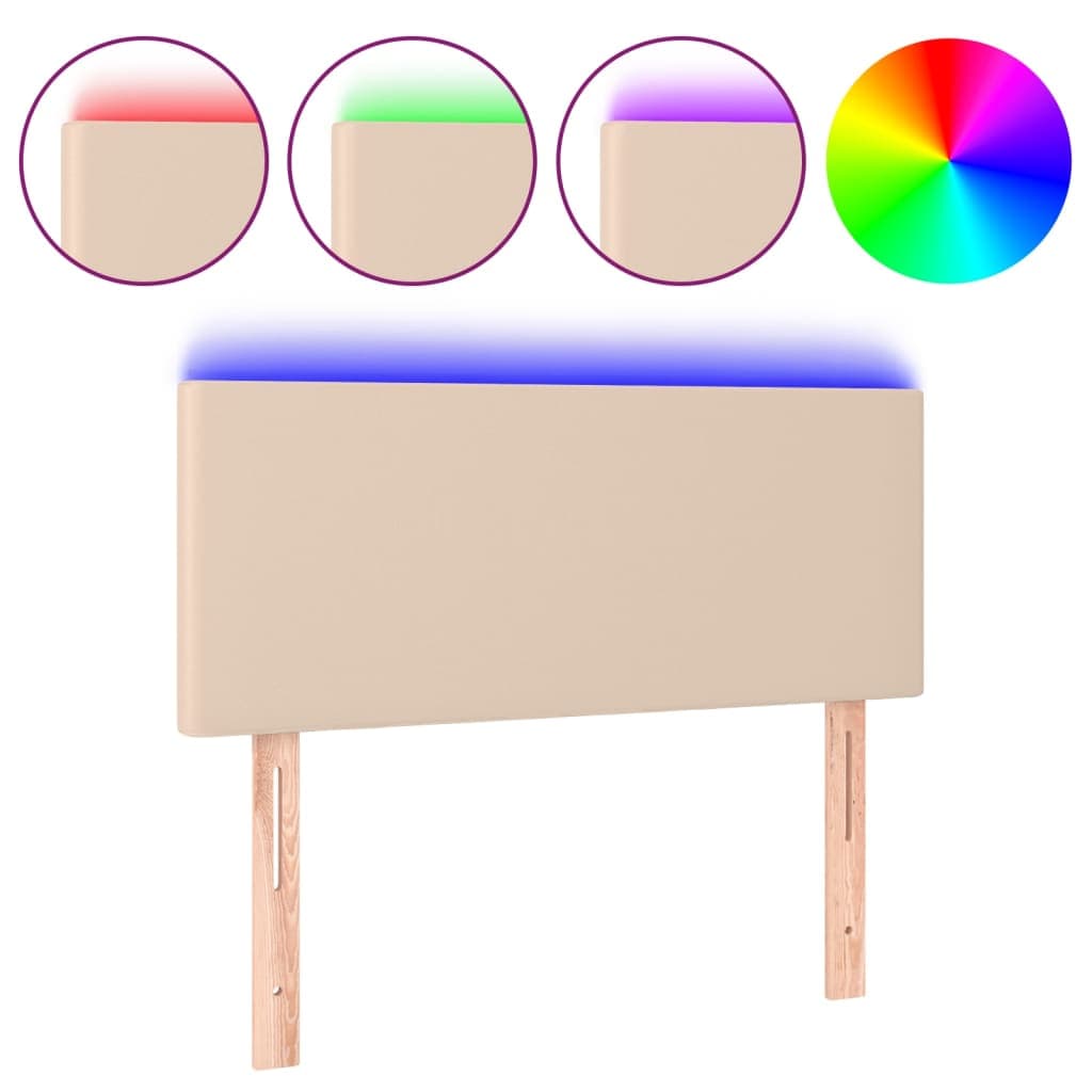 vidaXL Cabeceira Cama com led Couro Artificial 100x5x78/88cm Cappuccino - 411012082