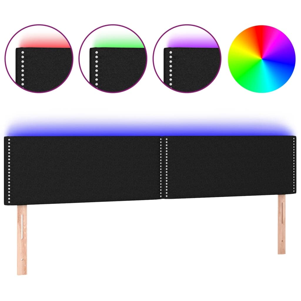 vidaXL Cabeceira de cama c/ luzes LED tecido 160x5x78/88 cm preto