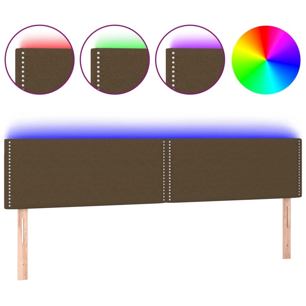vidaXL Cabeceira de cama c/ luzes LED tecido 200x5x78/88 cm castanho