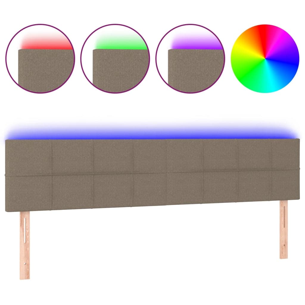 vidaXL Cabeceira cama luzes LED tecido 200x5x78/88cm cinza-acastanhado