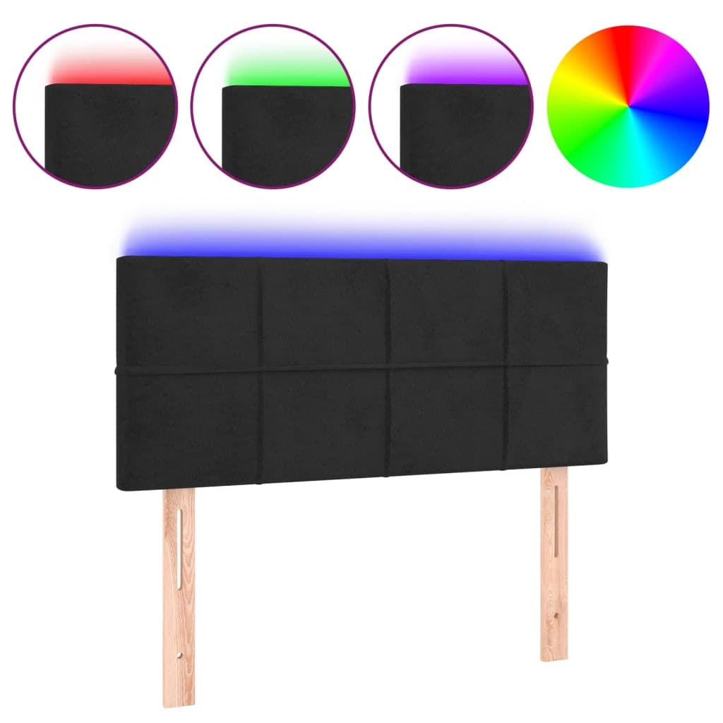 vidaXL Cabeceira de Cama com Luzes led Veludo 90x5x78/88 cm Preto - 599652813