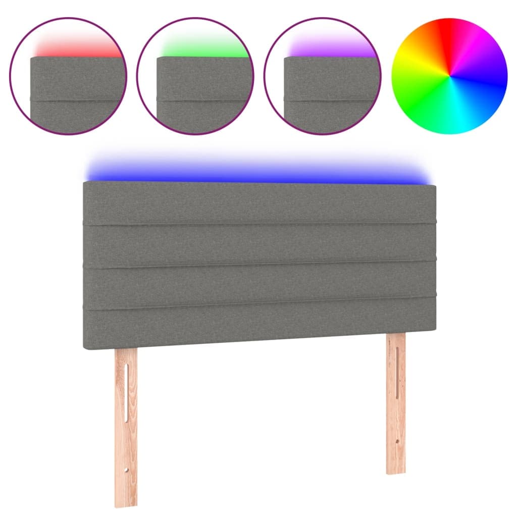 vidaXL Cabeceira de Cama com Luzes led Tecido 80x5x78/88cm Cinza-escuro - 4082798750