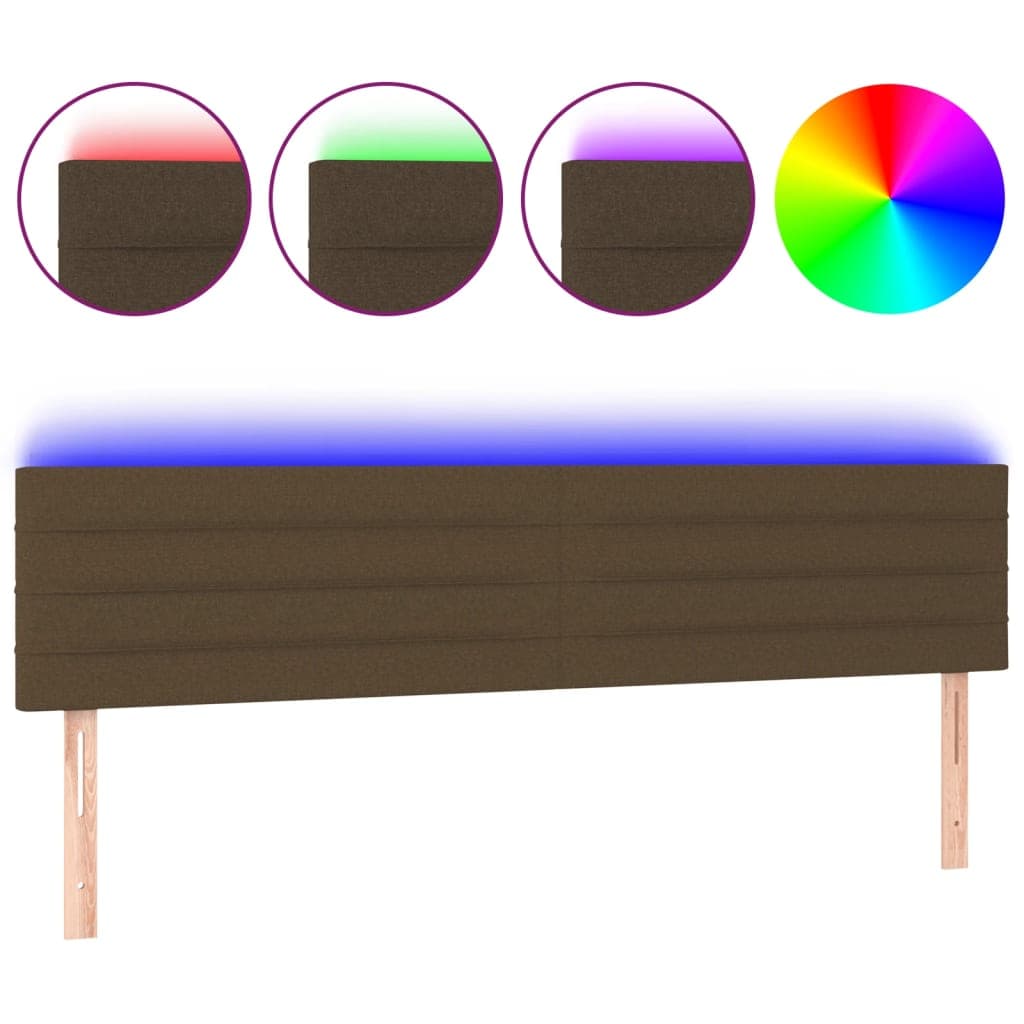 vidaXL Cabeceira de Cama com Luzes led Tecido 180x5x78/88 cm Castanho - 1888385181
