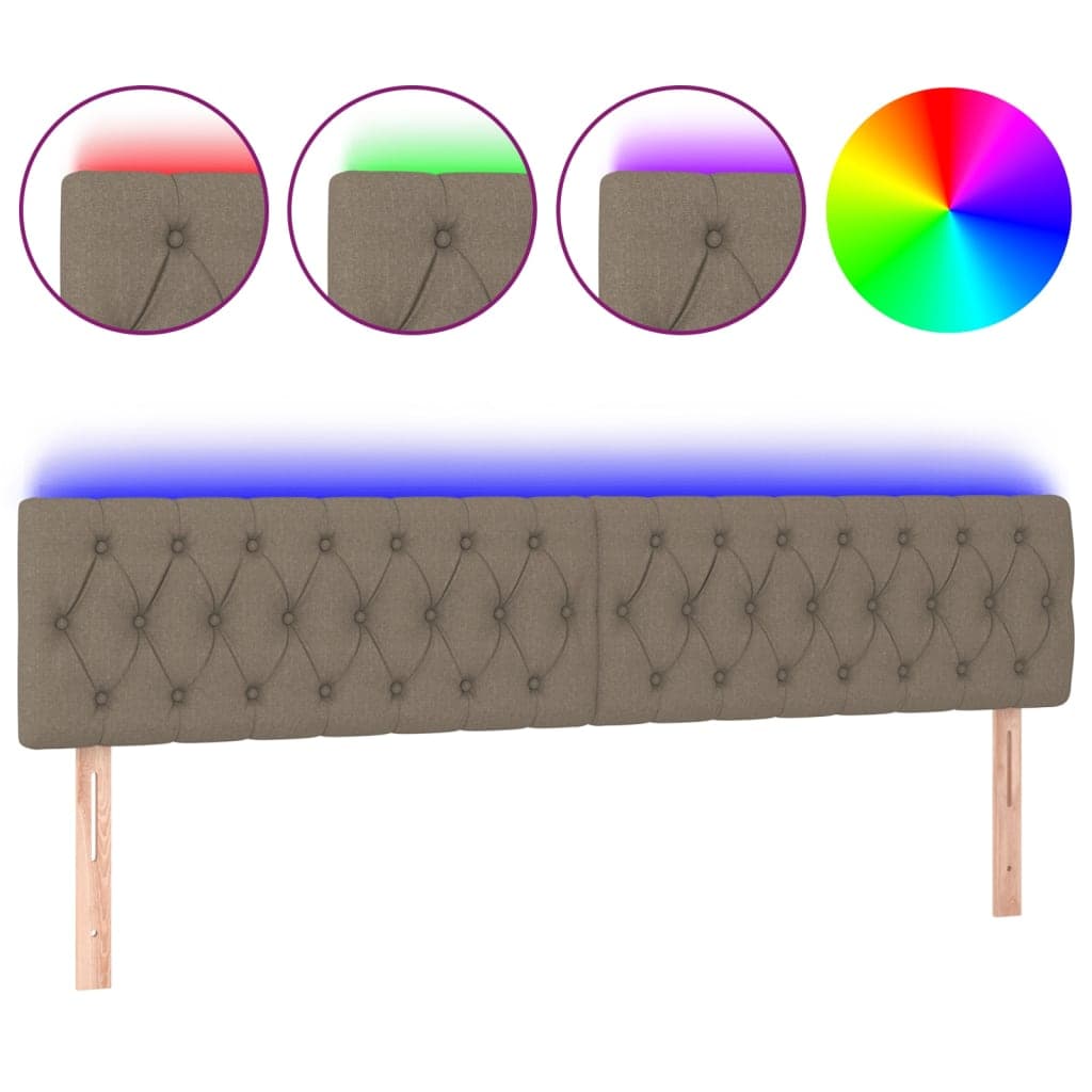vidaXL Cabeceira cama luzes LED tecido 180x7x78/88cm cinza-acastanhado