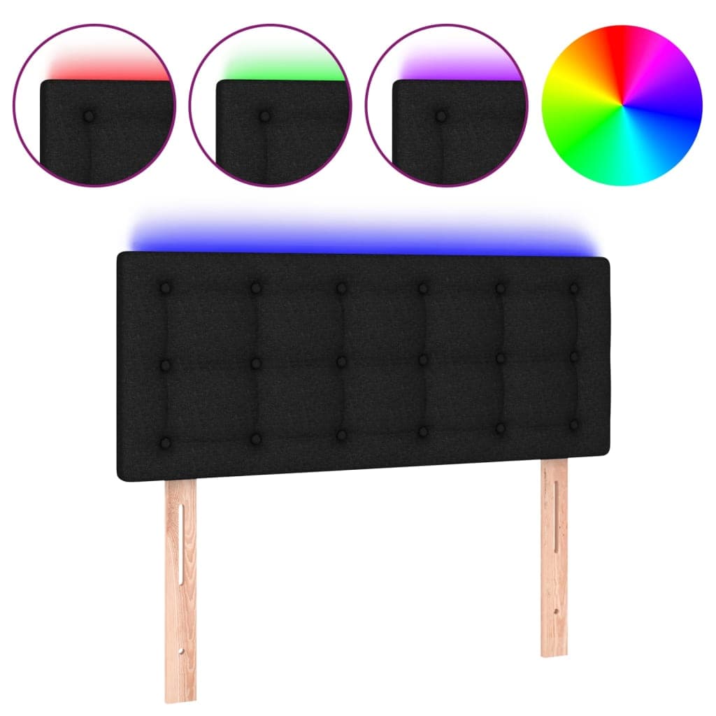 vidaXL Cabeceira de cama c/ luzes LED tecido 100x5x78/88 cm preto
