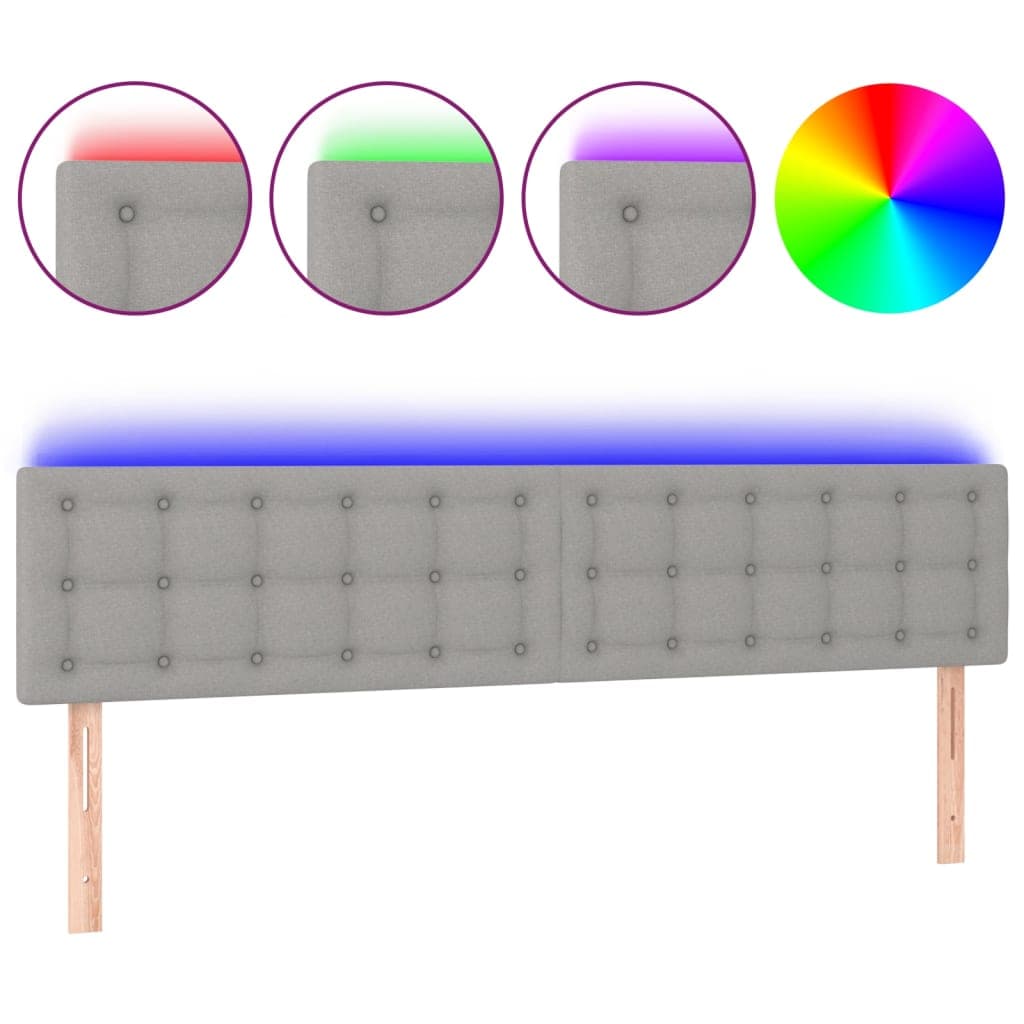 Cabeceira de Cama C/luzes led Tecido 200x5x78/88 cm Cinza-claro - 3122068
