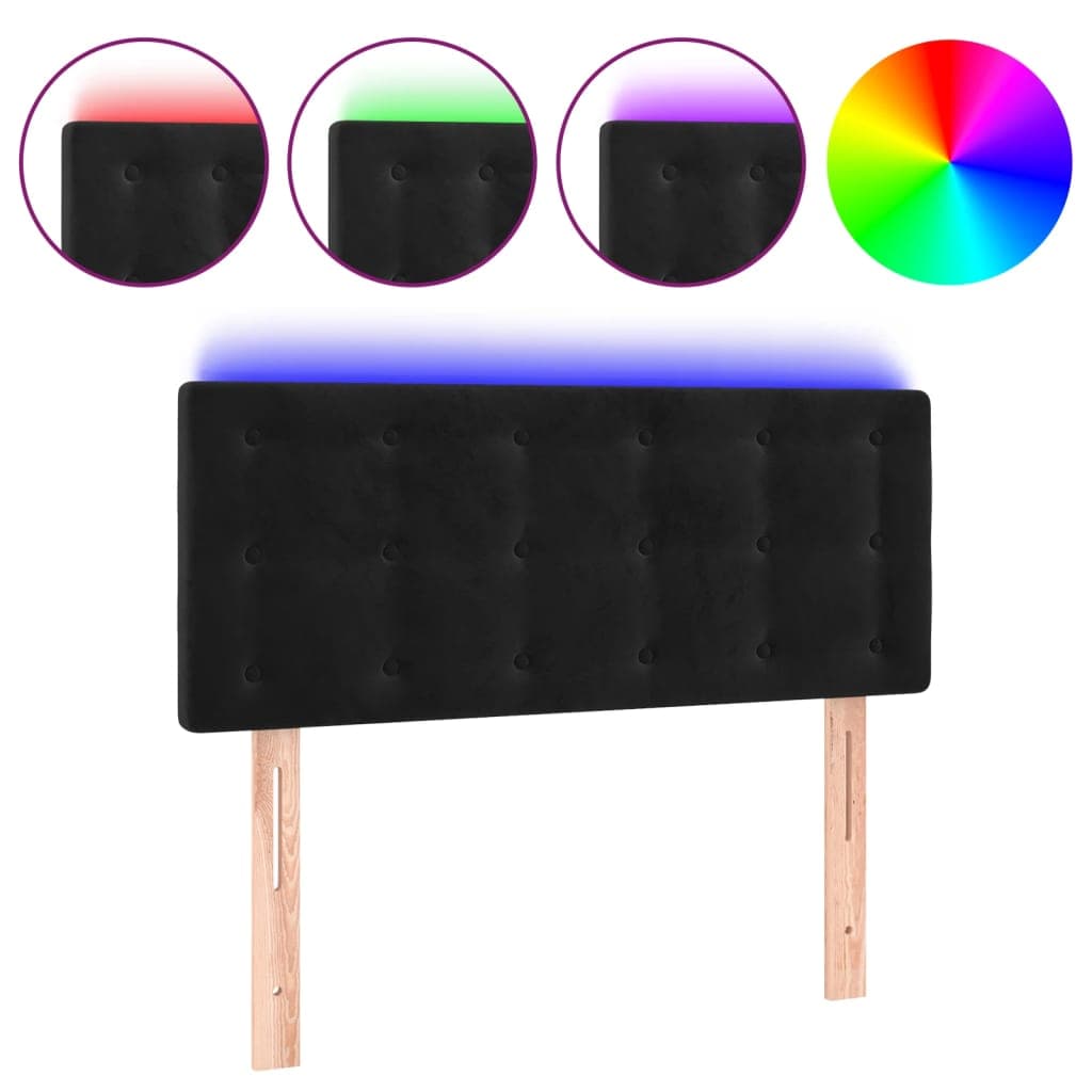 vidaXL Cabeceira de cama c/ luzes LED veludo 90x5x78/88 cm preto