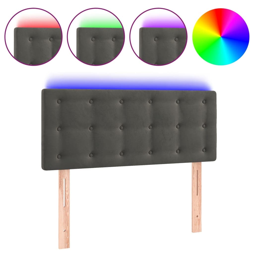 vidaXL Cabeceira de Cama C/luzes led Veludo 100x5x78/88cm Cinza-escuro - 4193774712